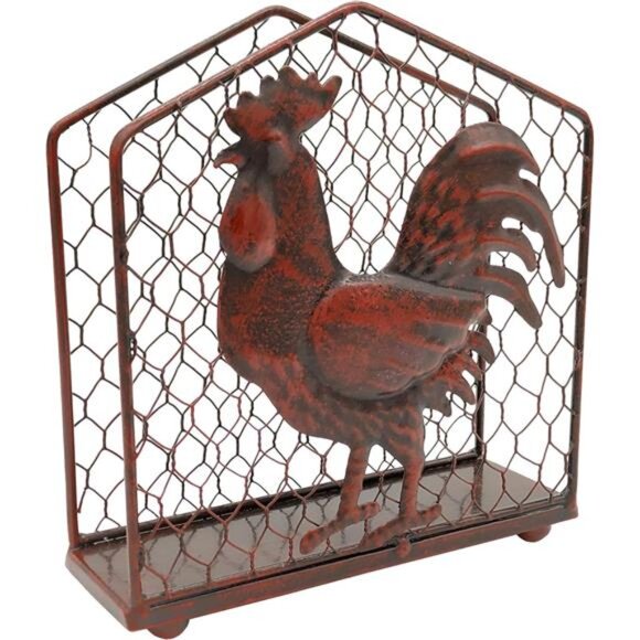 Metal Rooster Design Tabletop Napkin Holder/Freestanding Tissue - Picture 3 of 7